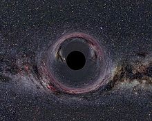 Na tej sliki je simulacija, kako je videti črna luknja.