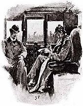 Sherlock Holmes (right) with deerstalker hat and check coat, illustration by Sidney Paget, 1891