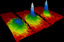 Bose-Einstein condensaat - representatief beeld van thermische fysica.  