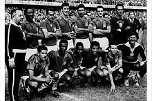 Brazil 1958: Vicente Feola (coach), Djalma Santos, Zito, Bellini, Nilton Santos, Orlando, Gilmar - Garrincha, Didi, Pelé, Vava, Zagallo.
