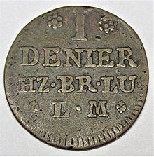 1 Denier = 1/13 Mattier from Br.-Wolfenbüttel for payment transactions with French. Occupation troops