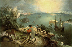 Maisema, jossa Ikaroksen putoaminen (n. 1558)  