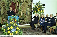 Otto von Habsburg at the presentation of the Coudenhove-Kalergi Prize to Helmut Kohl (1991)