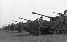 The 12th SS Panzer Division "Hitler Youth" in parade formation on the occasion of the inspection by Field Marshal Gerd von Rundstedt (January 1944)