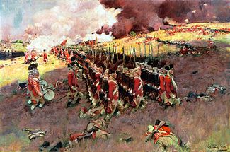 The Battle of Bunker Hill , autorstwa Howarda Pyle'a, 1897 r.; został opublikowany w Scribner's Magazine w lutym 1898 r.