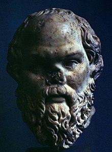 Buste van Socrates. Romeinse kopie van een origineel dat vermoedelijk door Lysippos is gesneden.  