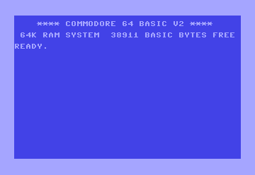 Start screen of the C64 with blinking cursor