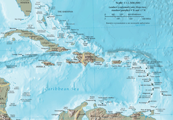 Kort over Caribien  