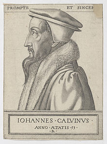 John Calvin toen hij 53 jaar oud was in een gravure van René Boyvin.