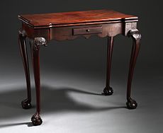 XVIII-wieczny stół karciany w mahoniu, amerykański wykonany