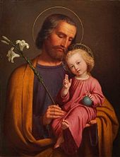 Caspar Jele, St. Joseph with the infant Jesus (1848): Joseph with lily