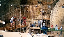 Excavation work in the cave of Arago