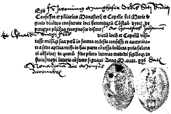 Een rooms-katholieke aflaat, gedateerd 19 dec. 1521. Het gebruik van de drukpers maakte de massaproductie van vormdocumenten met aflaten mogelijk.