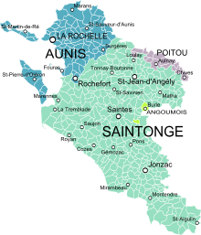Charente-Maritime ja Saintongen, Poitoun ja Aunisin vanhat maakunnat.  