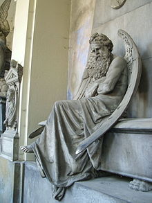 Waiting Chronos by Santo Saccomanno (1876), sculpture in the monumental cemetery Staglieno, Genoa