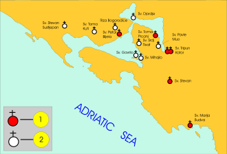 Overview map of the churches 1) Churches from the 9th century 2) Churches from the 10th and 11th century