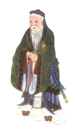 Een afbeelding van Confucius, in Myths & Legends of China, 1922, door E.T.C. Werner.  