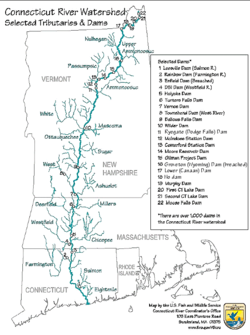 Mapa povodia rieky Connecticut.