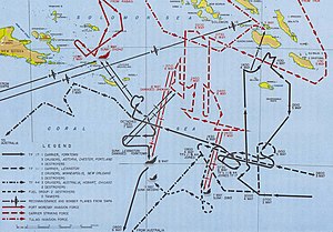 Harta bătăliei, 3-9 mai, care arată mișcările celor mai multe dintre forțele majore implicate  