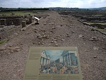 The ruins of the fortified city of Coriosopitum at the junction of the Stanegate and the Dere road; this city was an important supply base for Hadrian's and Antoninus' Wall