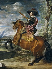 Gaspar de Guzmán, Conde de Olivares was the authoritative minister of Philip IV until 1643(Painting by Diego Rodríguez de Silva y Velázquez, Conde Duque de Olivares on Horseback, 1634, oil on canvas, Prado)