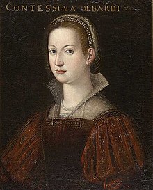 Cosimo's wife Contessina de' Bardi. Posthumous oil painting from the 16th century, Palazzo Pitti, Florence