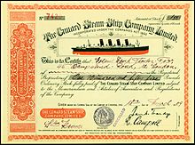 Forgery of a share of the Cunard Steamship Company Ltd from 1909