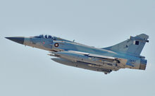 Qatar's Dassault Mirage 2000 vliegt boven Libië.