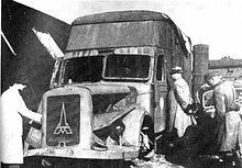Een nazi-gaswagen gebruikt om mensen te vermoorden met gifgas  