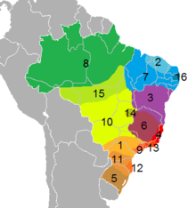 Distribution of Portuguese dialects in Brazil