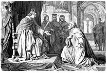 Dante pleading before Emperor Henry VII. , illustration by Hermann Plüddemann in the magazine Die Gartenlaube, 1865
