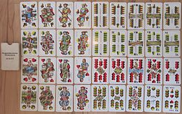 A double German hand with 36 cards (in Hungary 32 cards from VII)