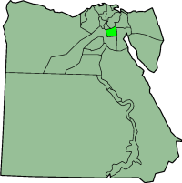 Una mappa dell'Egitto. Il Cairo è il punto verde chiaro.