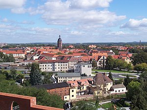 City center of Eilenburg seen from the castle hill