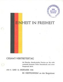 Invitation to the FDP founding party conference 1948 in Heppenheim