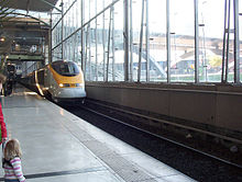 一辆欧洲之星高速列车在里尔-欧洲站。
