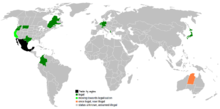Landen waar euthanasie is of is toegestaan    