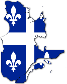 Vlajková mapa Quebecu.