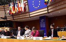 Euroopan parlamentti Bryssel: Nicole Fontaine, Andreas Kaplan, Odile Quintin.  