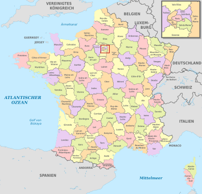 Imágenes principales  Map of the French Départements in Europe . 