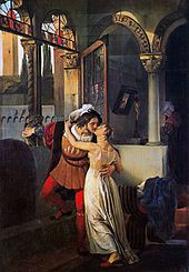 Romeo y Julieta de Francesco Hayez, 1823  