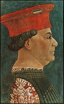 Portrait of Francesco Sforza by his court painter Bonifacio Bembo in the Pinacoteca di Brera