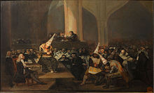 Dit schilderij is hoe Francisco de Goya zich de inquisitie voorstelde. Het is getekend van 1812 tot 1819