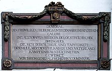 Plaque at the Martinstor in memory of the defenders of Freiburg against the French revolutionary army in 1796