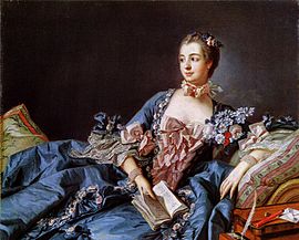 Madame de Pompadour, de maîtresse van koning Lodewijk XV van Frankrijk, ca. 1750