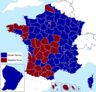 Resultados de la segunda vuelta por departamento   Nicolas Sarkozy   Ségolène Royal  