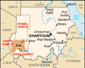 Localização do povo de Fur dentro de Darfur