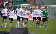 Det tyske fodboldlandshold træner i Gdańsk.  