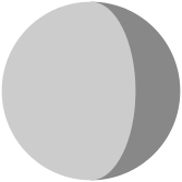 Una forma de media luna astronómicamente correcta (en azul), complementada por una forma gibosa.  