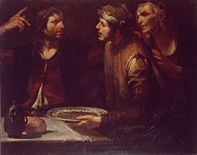 Esau sells his birthright. Gioacchino Assereto, c. 1645
